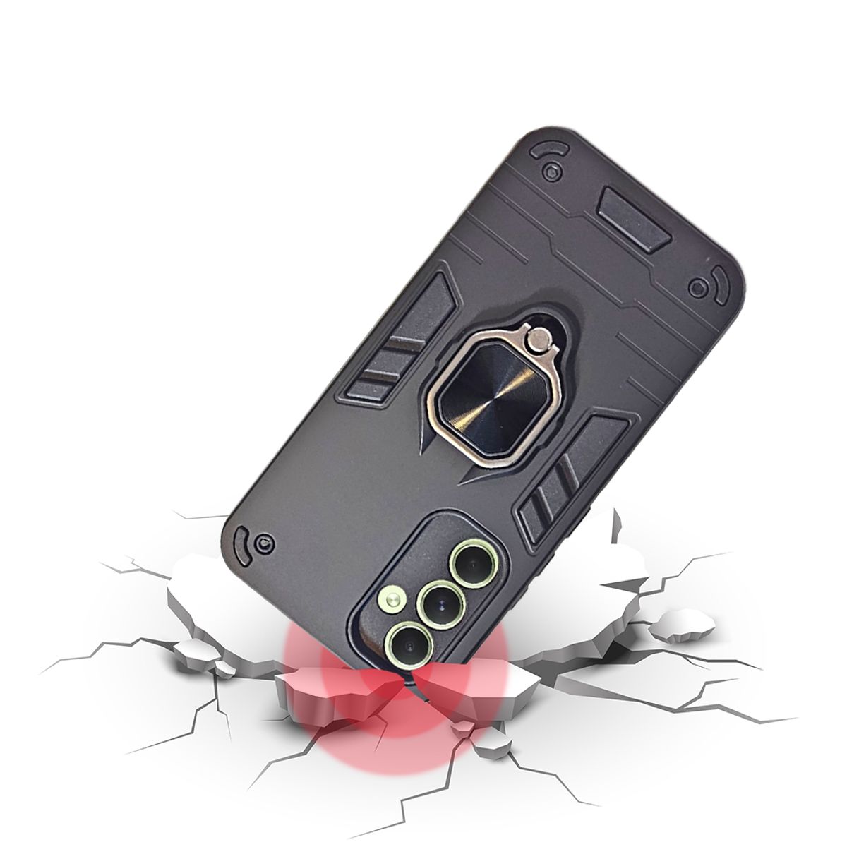 GENERICO - CARCASA ANILLO ANTIGOLPE PARA CELULAR SAMSUNG S24 FE COLOR NEGRO