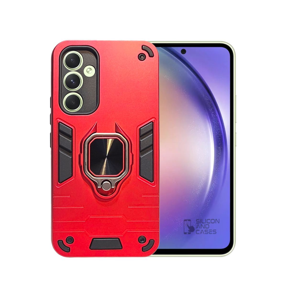 GENERICO - CARCASA ANILLO ANTIGOLPE PARA CELULAR SAMSUNG S24 FE COLOR ROJO