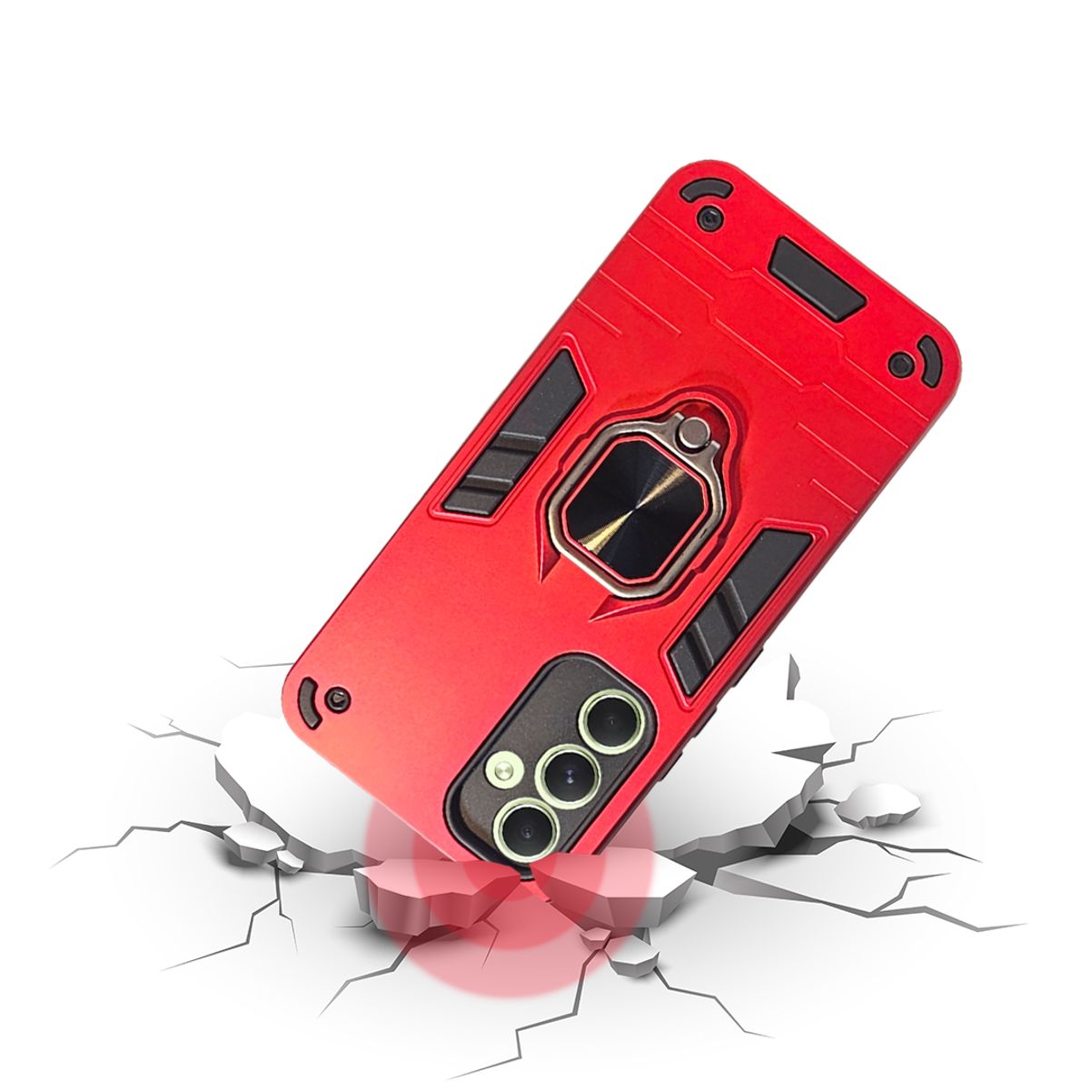 GENERICO - CARCASA ANILLO ANTIGOLPE PARA CELULAR SAMSUNG S24 FE COLOR ROJO