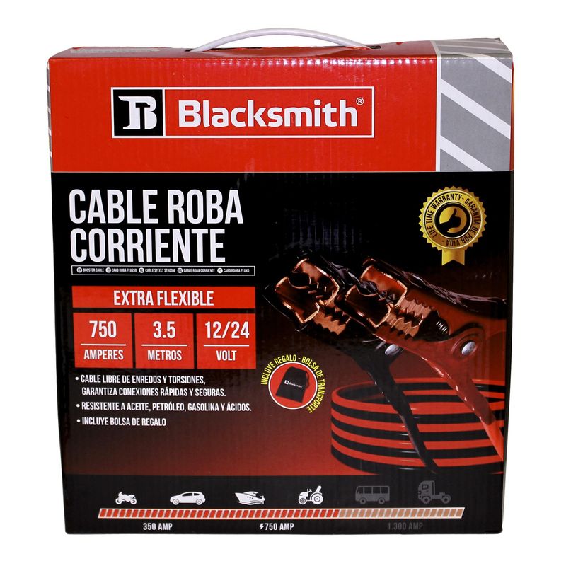 BLACKSMITH - Cable Puente Bateria 750 Amp 35 Mts De Largo Roba Corriente
