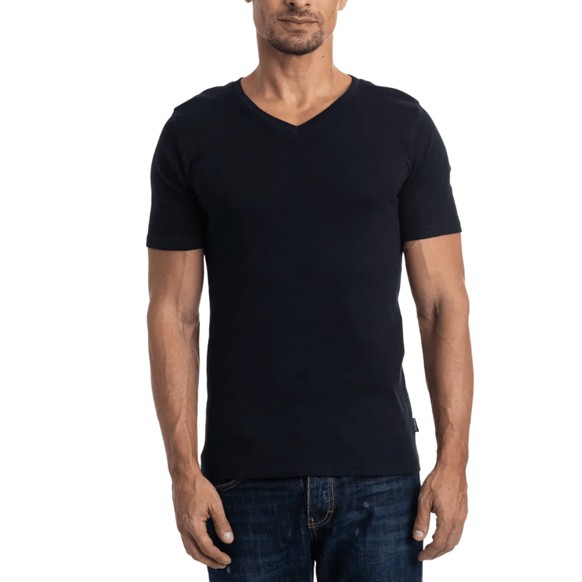 LADY GENNY - Camiseta Cotton Rib Manga Corta Cuello En V