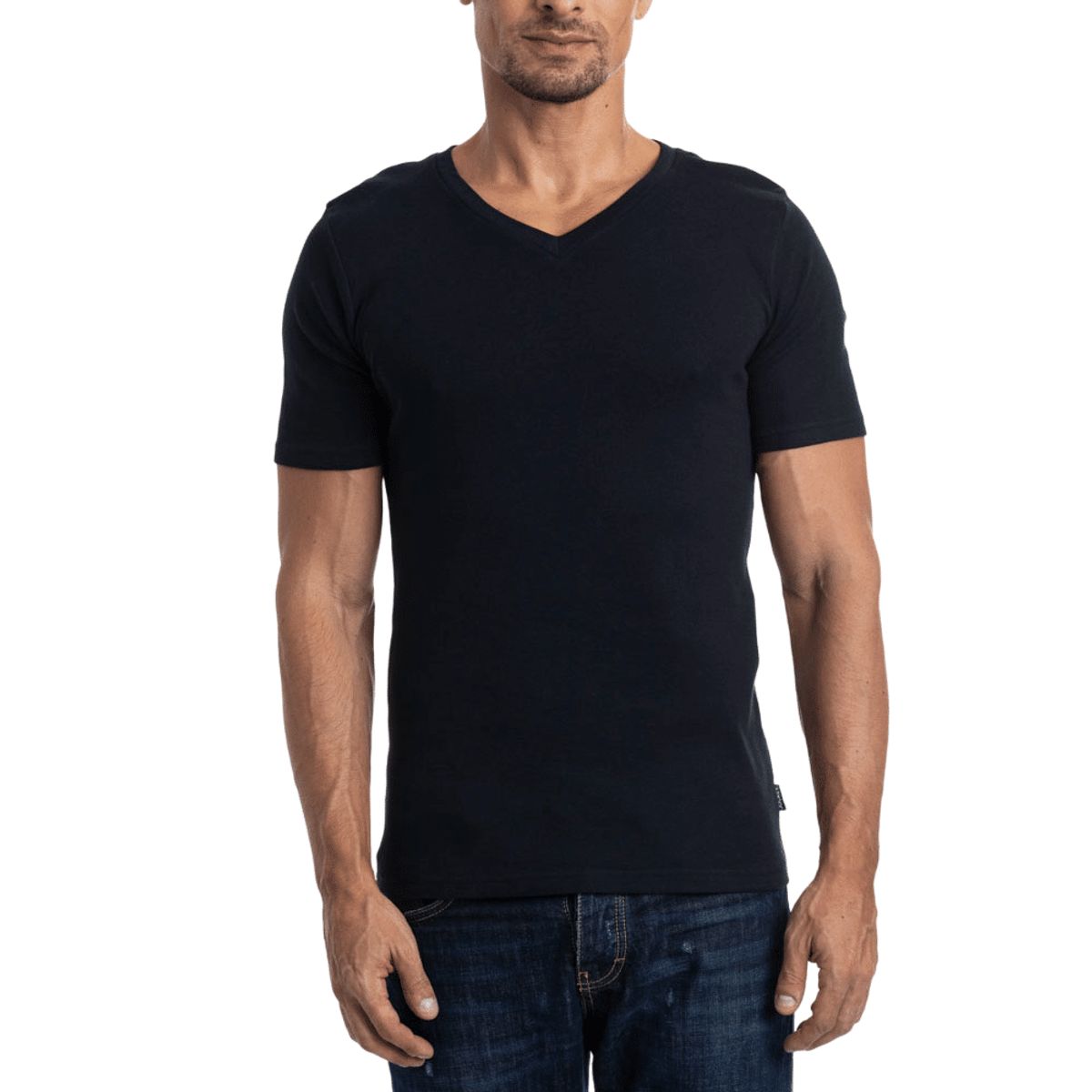 LADY GENNY - Camiseta Cotton Rib Manga Corta Cuello En V