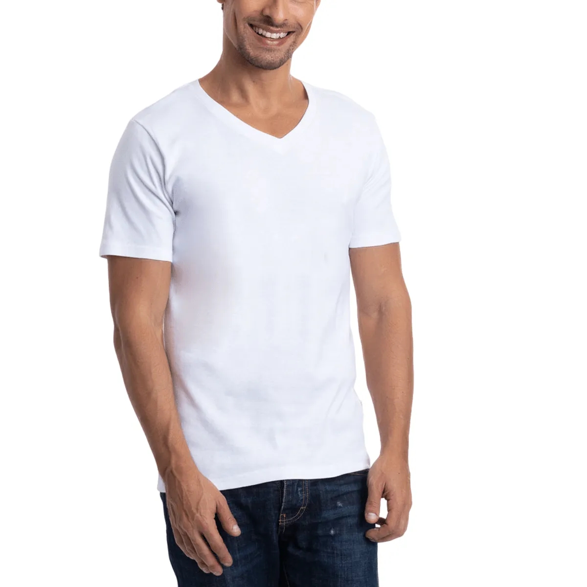 LADY GENNY - Camiseta Cotton Rib Manga Corta Cuello En V