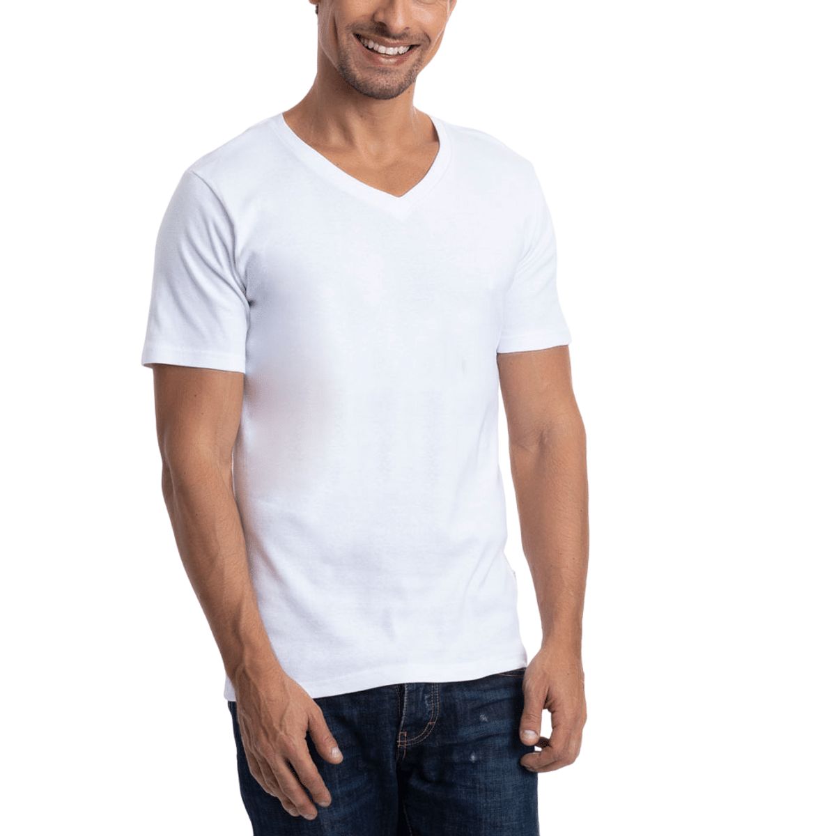 LADY GENNY - Camiseta Cotton Rib Manga Corta Cuello En V