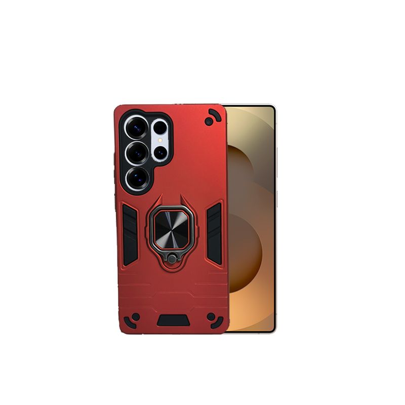 GENERICO - CARCASA ANILLO ANTIGOLPE PARA CELULAR SAMSUNG S25 ULTRA COLOR ROJO