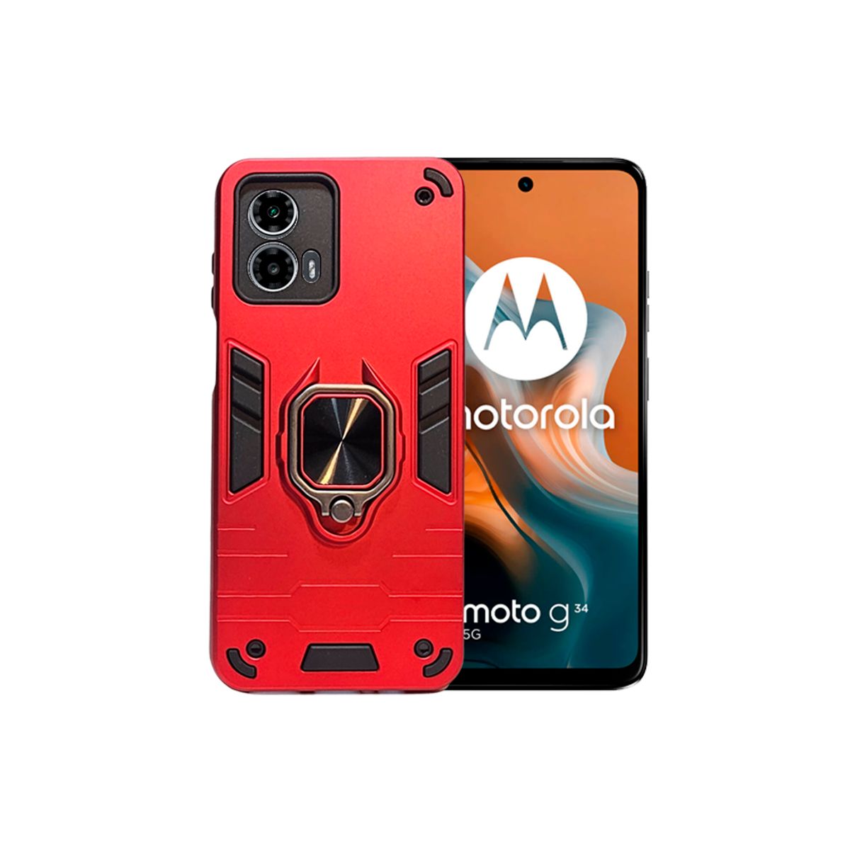GENERICO - CARCASA ANILLO ANTIGOLPE PARA CELULAR MOTOROLA G24 POWER ROJO