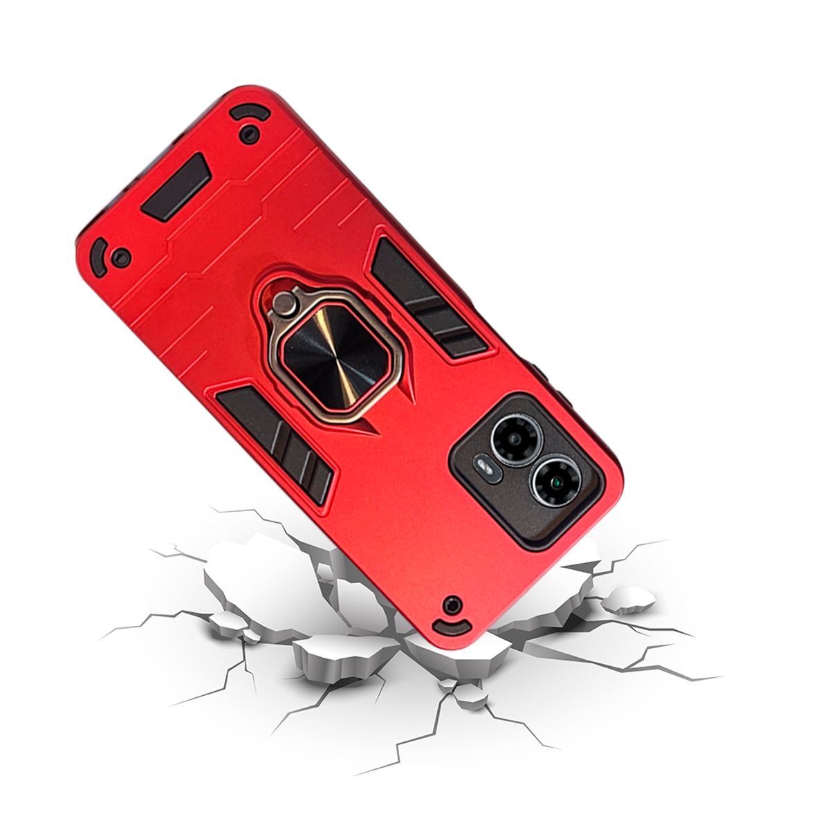 GENERICO - CARCASA ANILLO ANTIGOLPE PARA CELULAR MOTOROLA G24 POWER ROJO