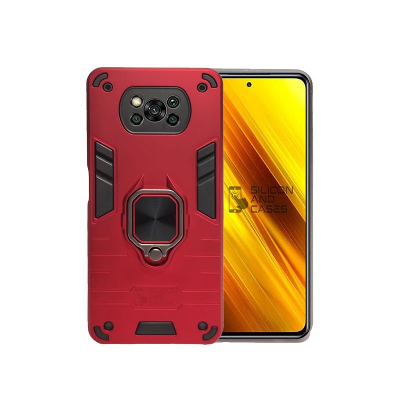 GENERICO - CARCASA ANILLO ANTIGOLPE PARA CELULAR XIAOMI POCO X3-X3 PRO COLOR ROJO