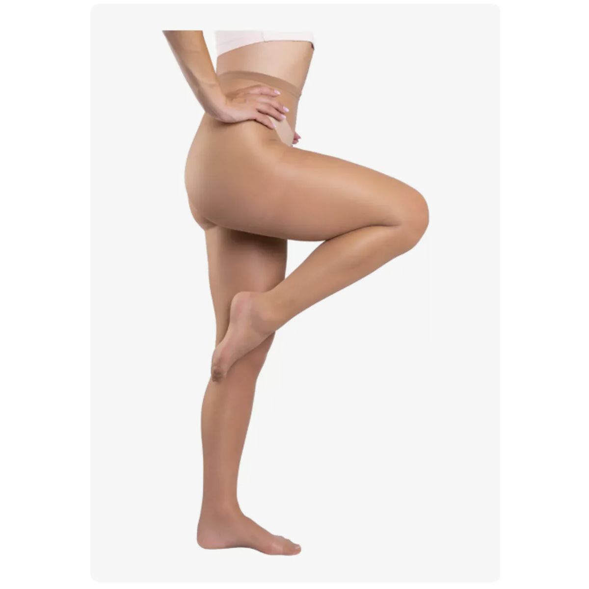 GENERICO - 2 Panty Mujer Sin Punta Nylon 18 Denier Punta Invisible Dama Beige