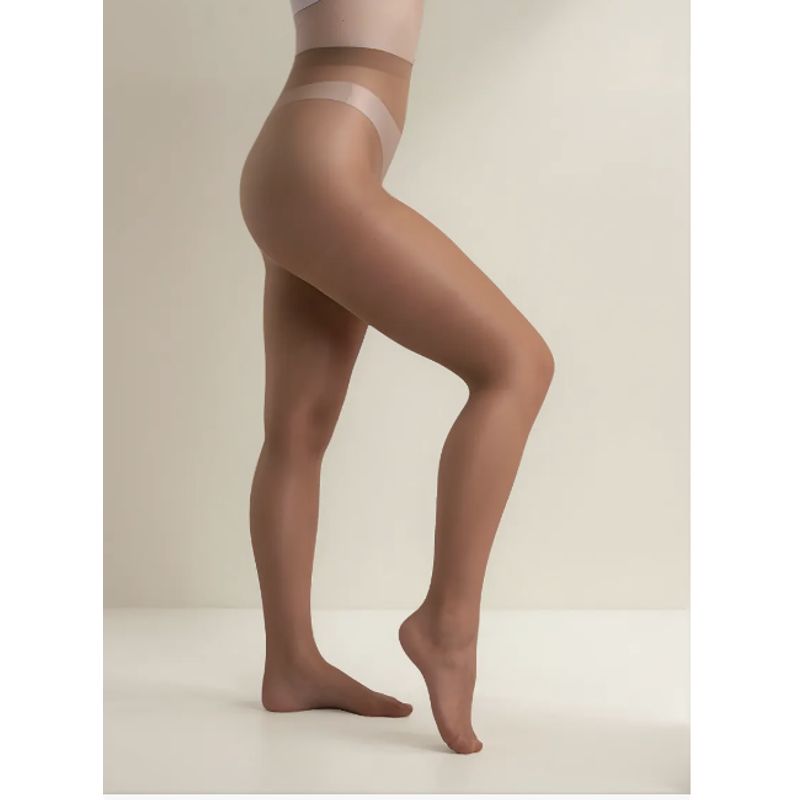 GENERICO - 2 Panty Mujer Sin Punta Nylon 18 Denier Punta Invisible Dama Marrón
