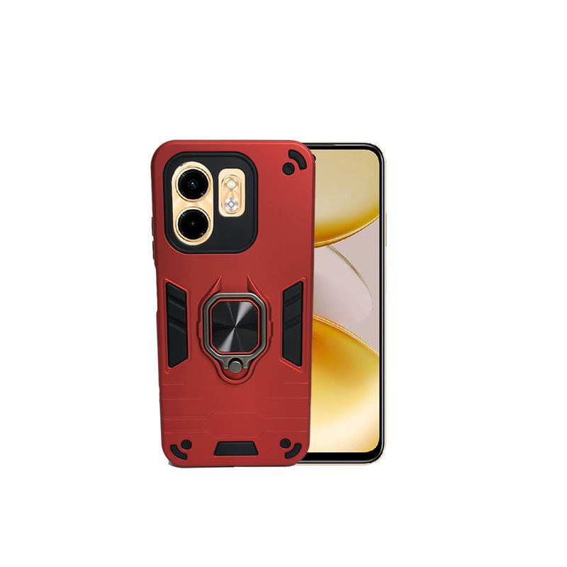 GENERICO - CARCASA ANILLO ANTIGOLPE PARA CELULAR INFINIX SMART 9 COLOR ROJO