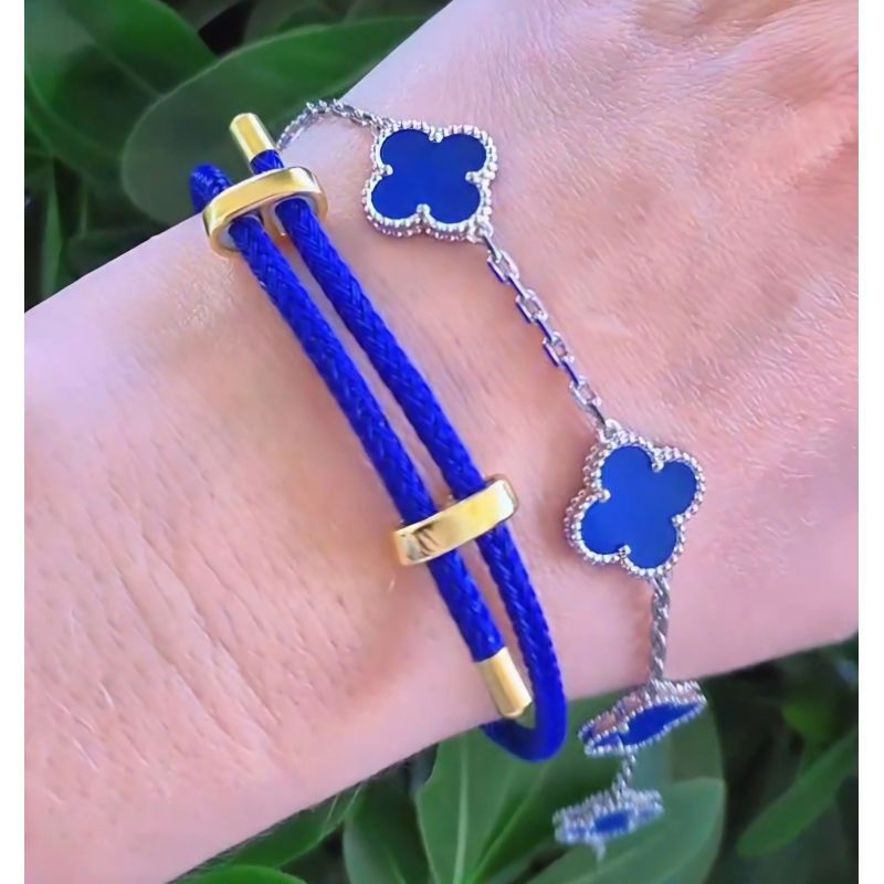 GENERICO - Pulsera Clover Agata Azul Trébol Plateado Default Title