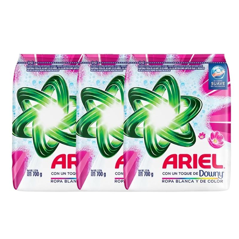 ARIEL - Pack X3 Detergente En Polvo Ariel Con Toque De Downy 700g