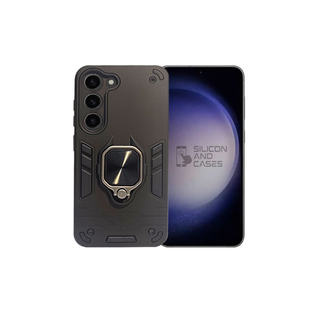 GENERICO - CARCASA ANILLO ANTIGOLPE PARA CELULAR SAMSUNG A16 COLOR NEGRO