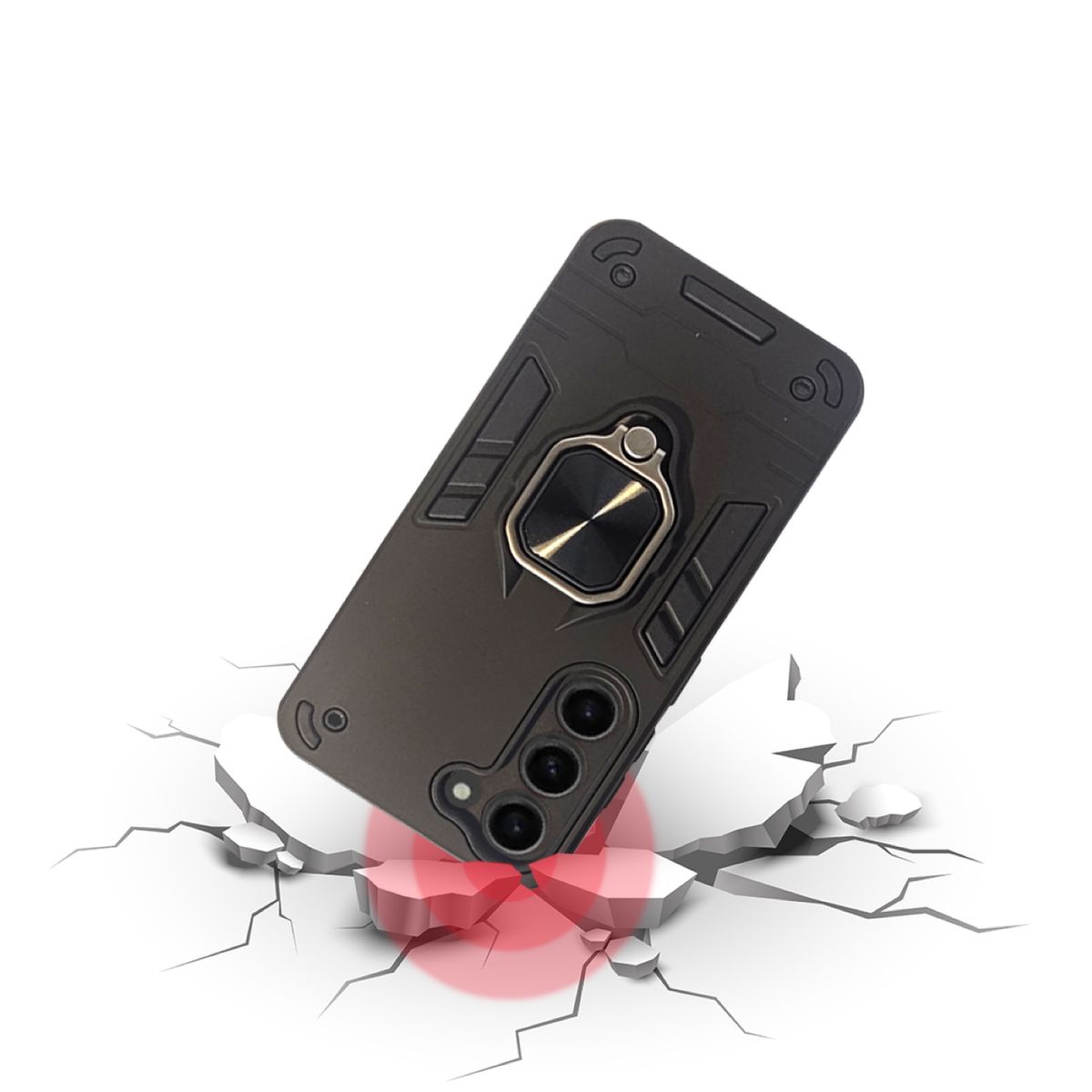 GENERICO - CARCASA ANILLO ANTIGOLPE PARA CELULAR SAMSUNG A16 COLOR NEGRO