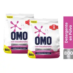 OMO - X2 Detergente En Polvo Con Bicarbonato 800g Ropa Blanca