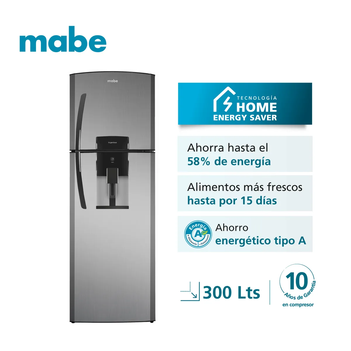 MABE - Refrigerador No Frost 300L 58% ahorro de energía Mabe RMA300FWUT