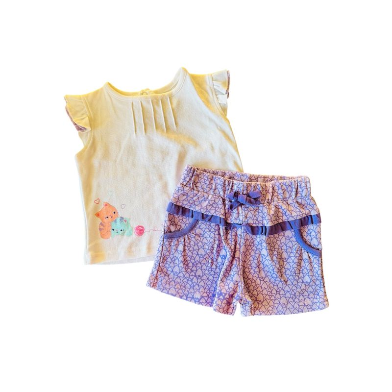 PILLIN - Conjunto Polera y Short Blanco 6 Meses