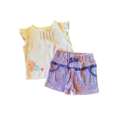 PILLIN - Conjunto Polera y Short Blanco 6 Meses