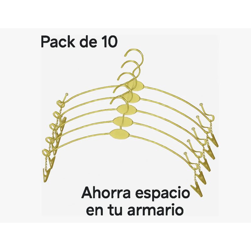 GENERICO - 10 Colgadores Para Ropa Interior De Color Dorado Y Material Resistente