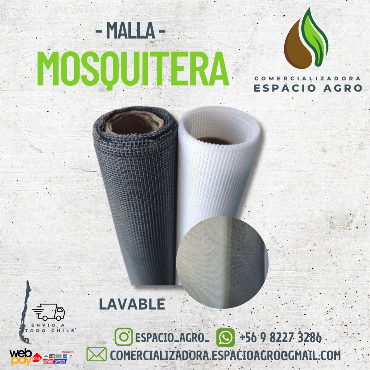 1880 - Malla Antimosquito GRIS Fibra Vidrio Pvc 120M ANCHO x3M LARGO