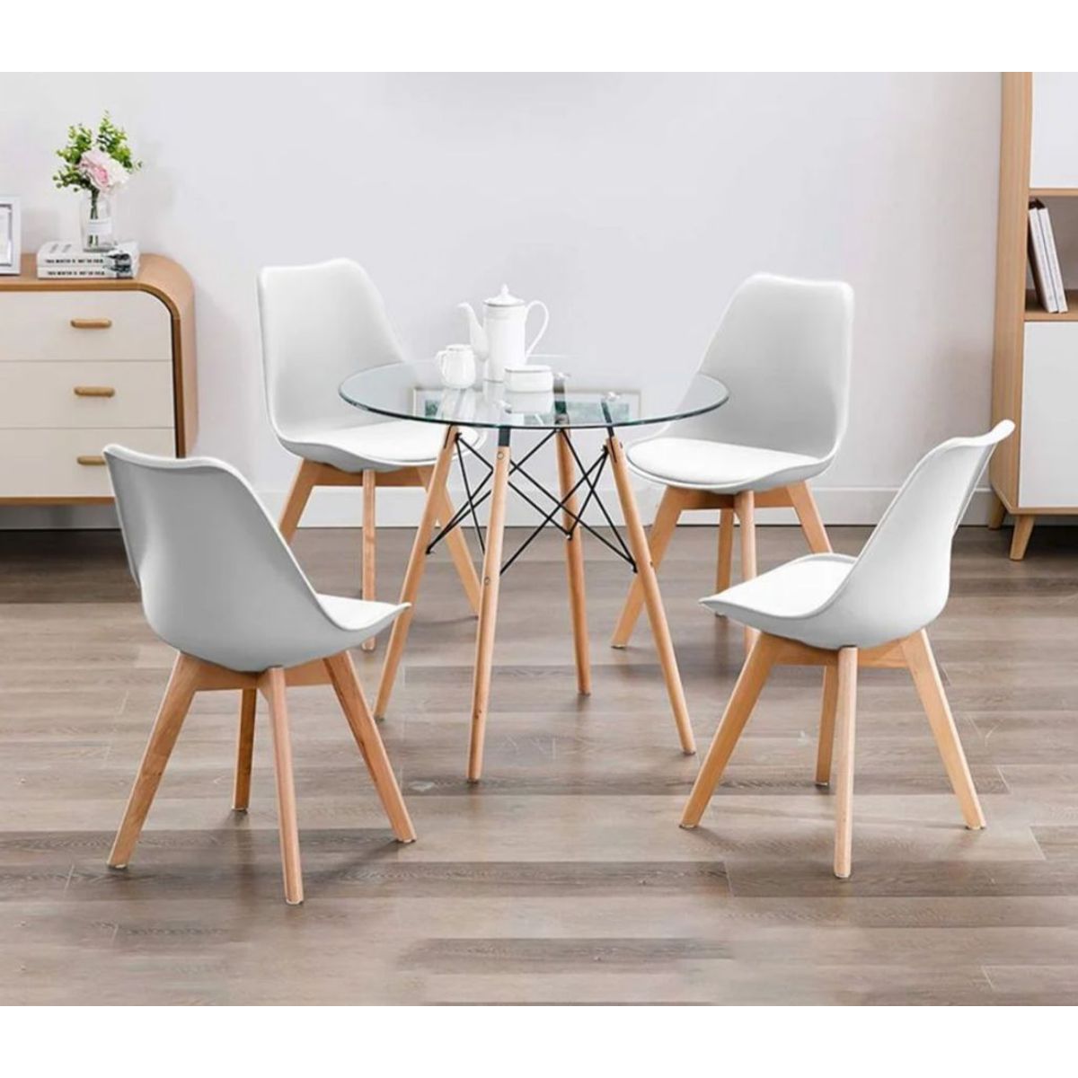 GENERICO - COMEDOR TULIP GLASS 100 CM -4 PUESTO BLANCO…