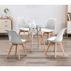 GENERICO - COMEDOR TULIP GLASS 100 CM -4 PUESTO BLANCO…