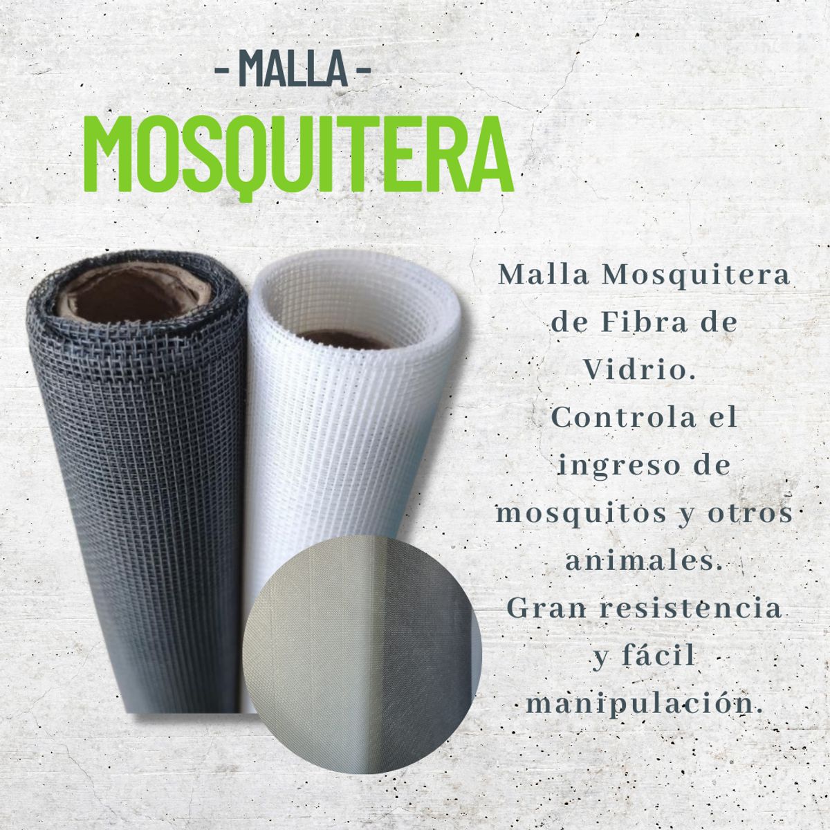 1880 - Malla Antimosquito NEGRO Fibra Vidrio EN Pvc 120M ANCHO x5M LARGO