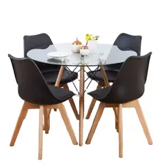 GENERICO - COMEDOR TULIP GLASS 100 CM -4 PUESTO NEGRO