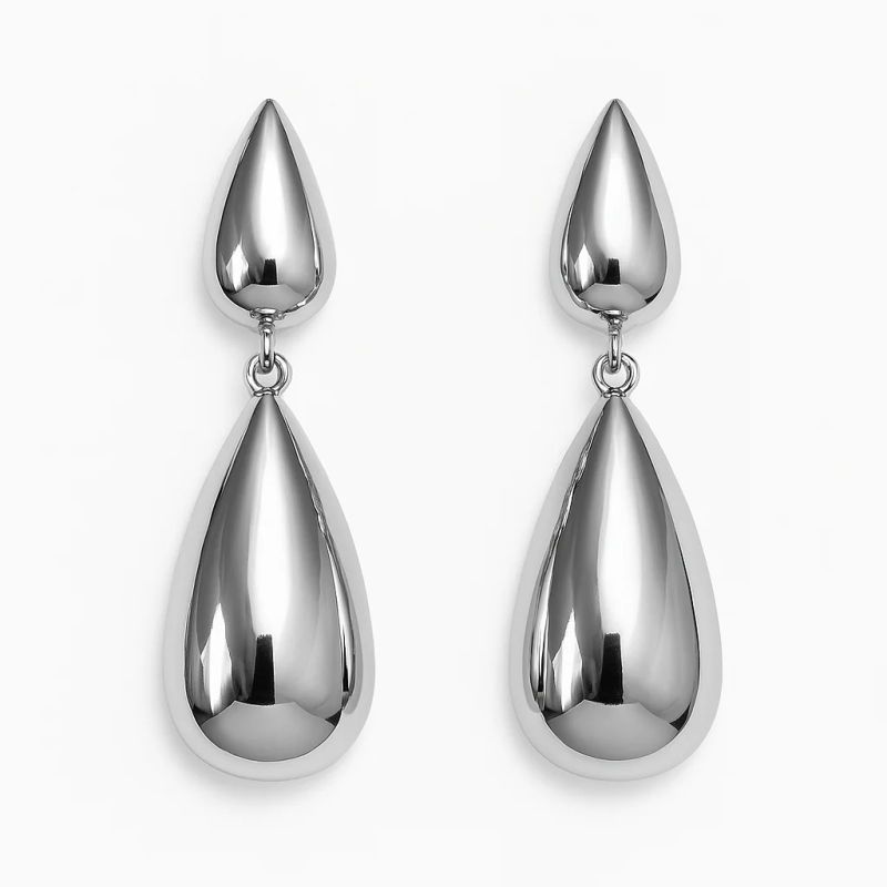 GENERICO - AMBAR JOYAS - Aros Gotas Plateado
