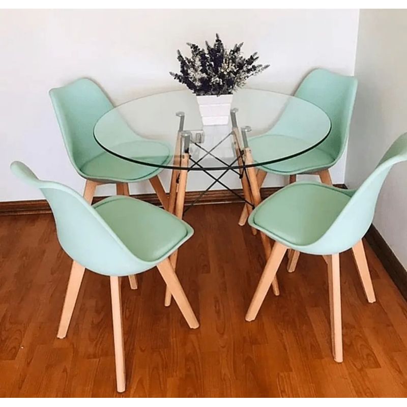 GENERICO - COMEDOR TULIP GLASS 100 CM -4 PUESTO MENTA