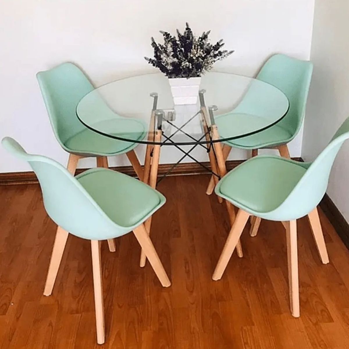 GENERICO - COMEDOR TULIP GLASS 100 CM -4 PUESTO MENTA…