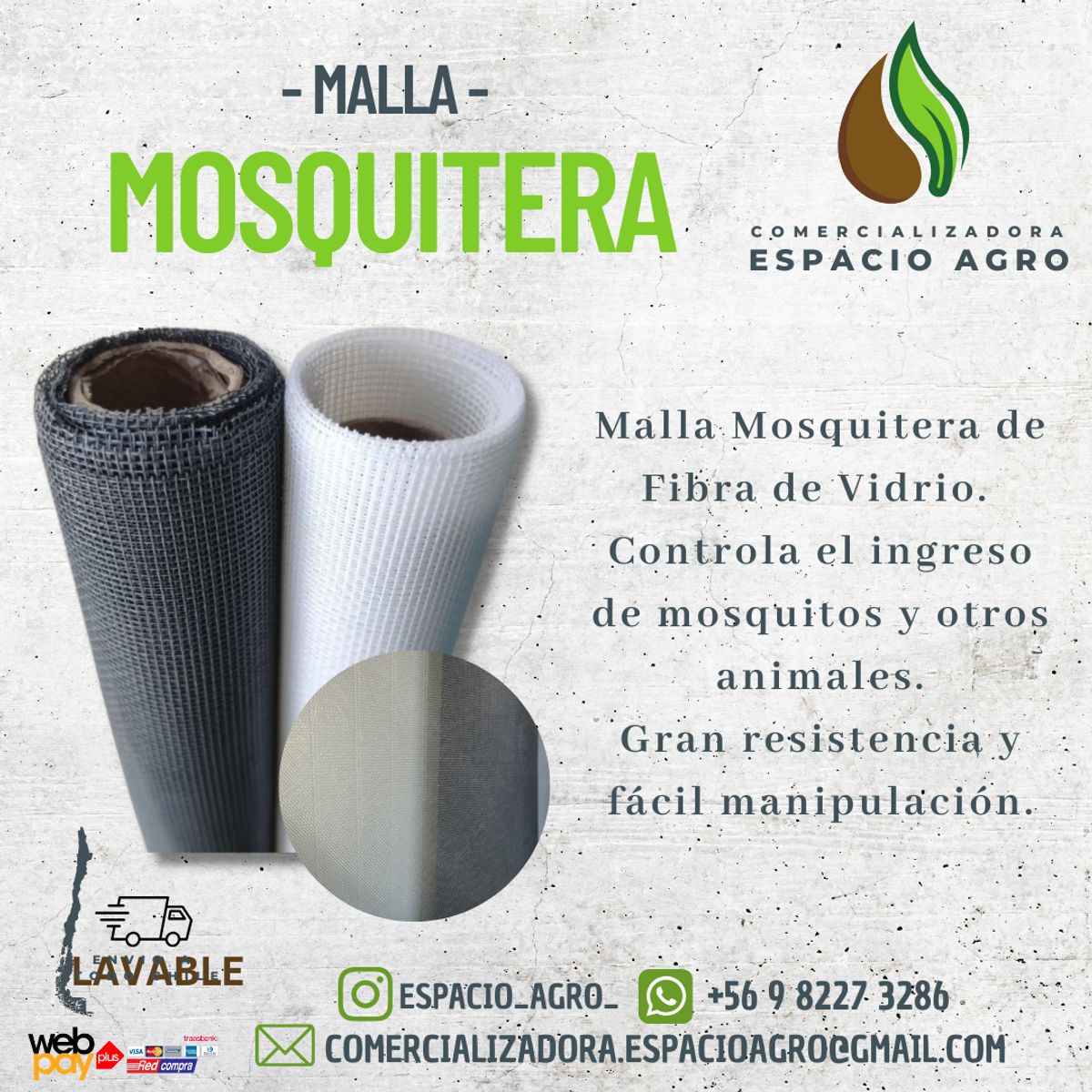 1880 - Malla Antimosquito BLANCO Fibra Vidrio EN Pvc 120M ANCHO x2M LARGO