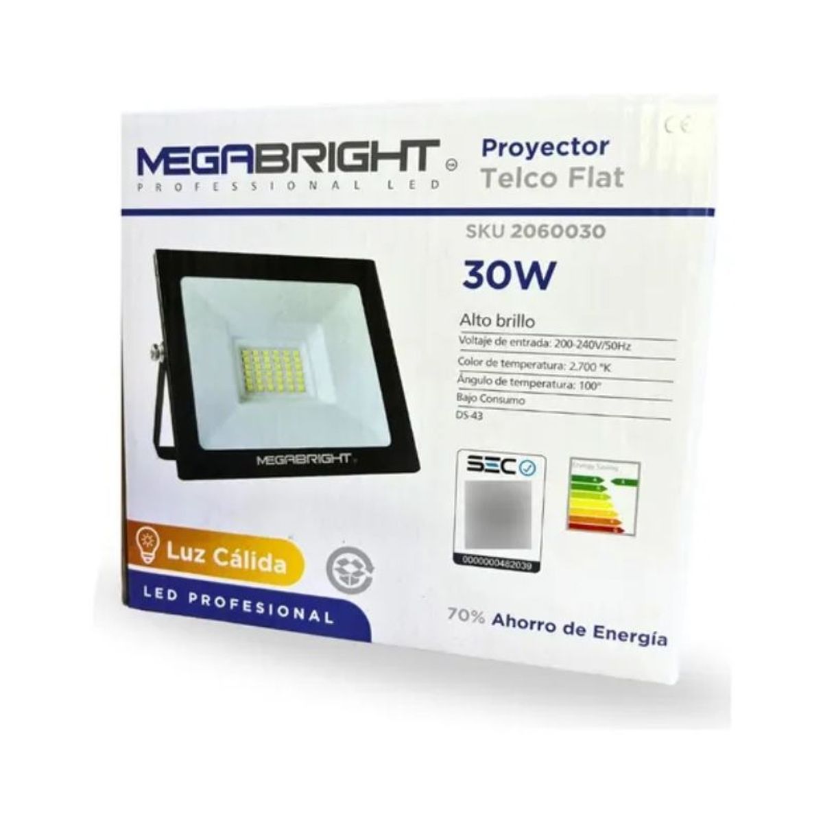 MEGABRIGHT - PROYECTOR LED 30W 2700 K TELCO FLAT.