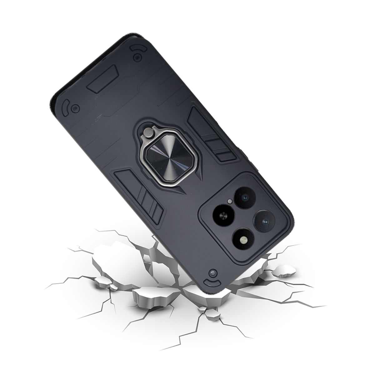 GENERICO - CARCASA ANILLO ANTIGOLPE PARA CELULAR HONOR X5B PLUS COLOR NEGRO