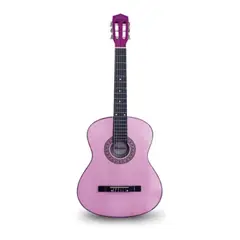 HENDRIX - GUITARRA DE MADERA 36 PULGADAS CON FUNDA Y COLOR PINK