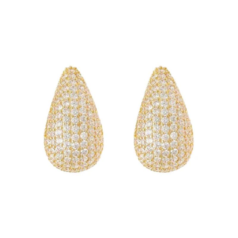 GENERICO - AMBAR JOYAS - Aros Teardrop Pavé Dorados