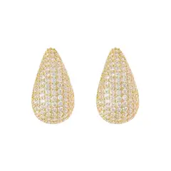 GENERICO - AMBAR JOYAS - Aros Teardrop Pavé Dorados