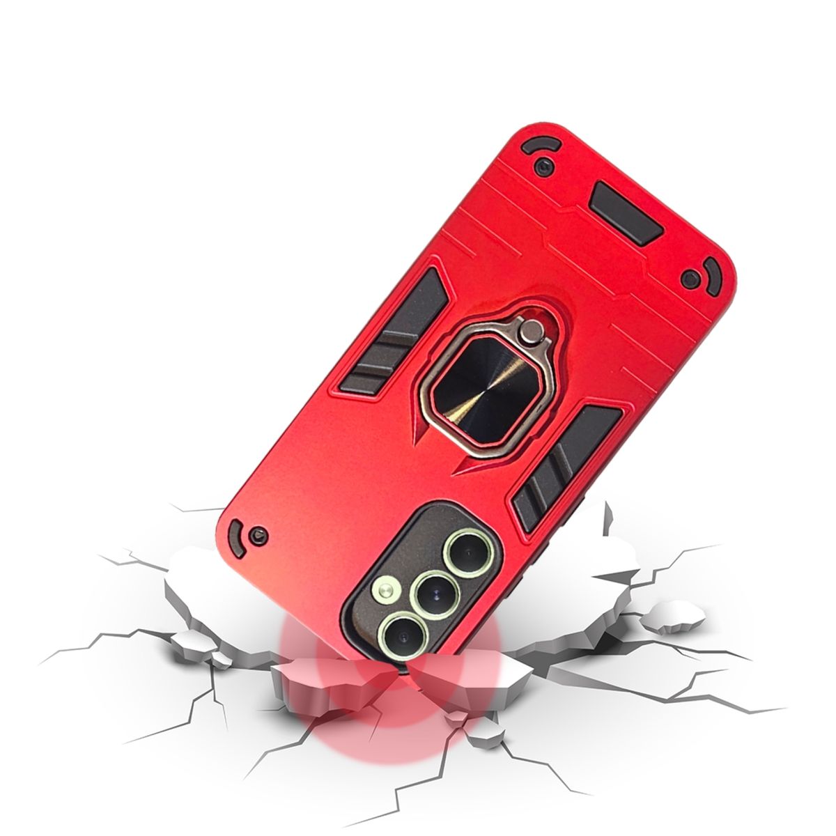 GENERICO - CARCASA ANILLO ANTIGOLPE PARA CELULAR SAMSUNG A15 COLOR ROJO