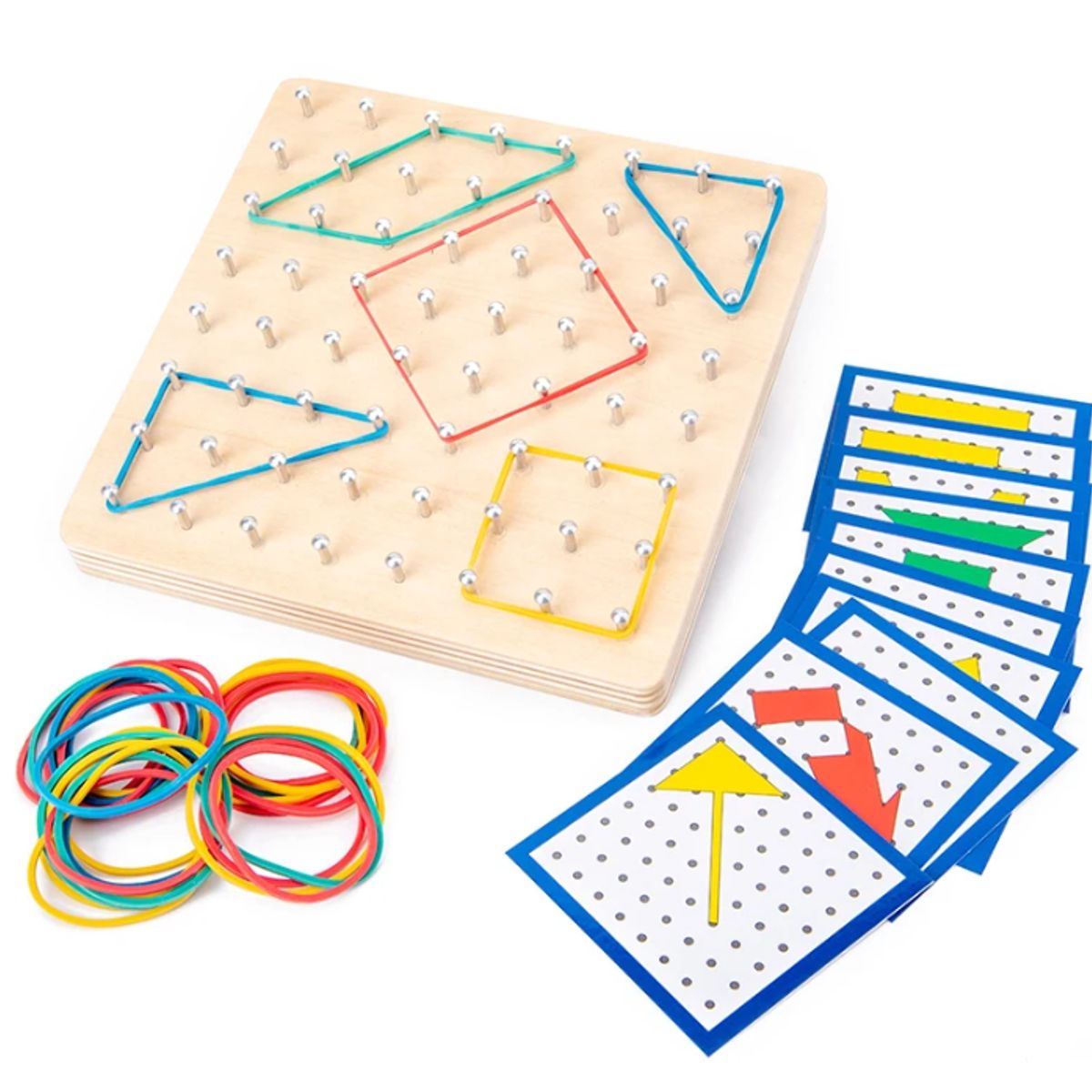 GENERICO - Juego Didáctico Geoplano Con Tablero De Madera Isométrico