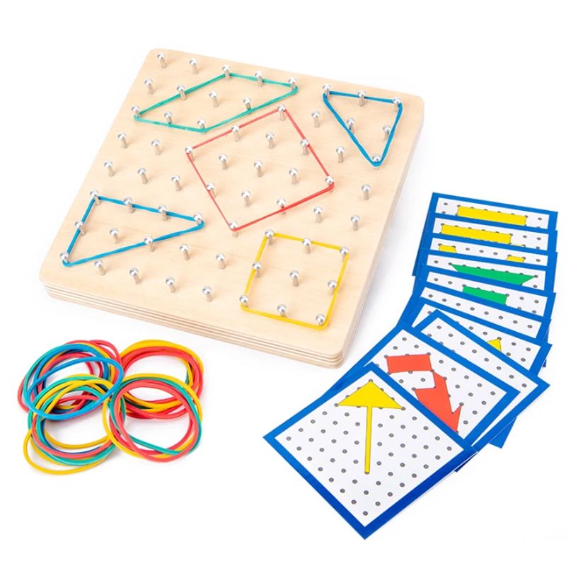 GENERICO - Juego Didáctico Geoplano Con Tablero De Madera Isométrico