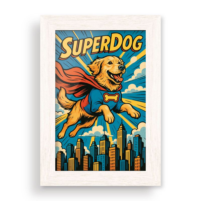GENERICO - Cuadro 10x15 cm Marco Blanco  SuperDog Cómic