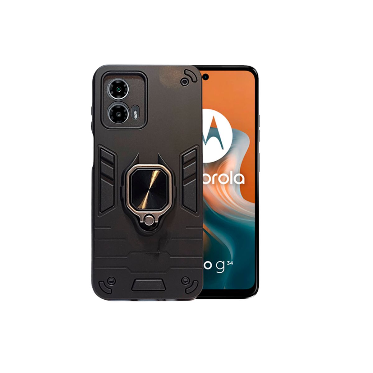 GENERICO - CARCASA ANILLO ANTIGOLPE PARA CELULAR MOTOROLA G35 COLOR NEGRO