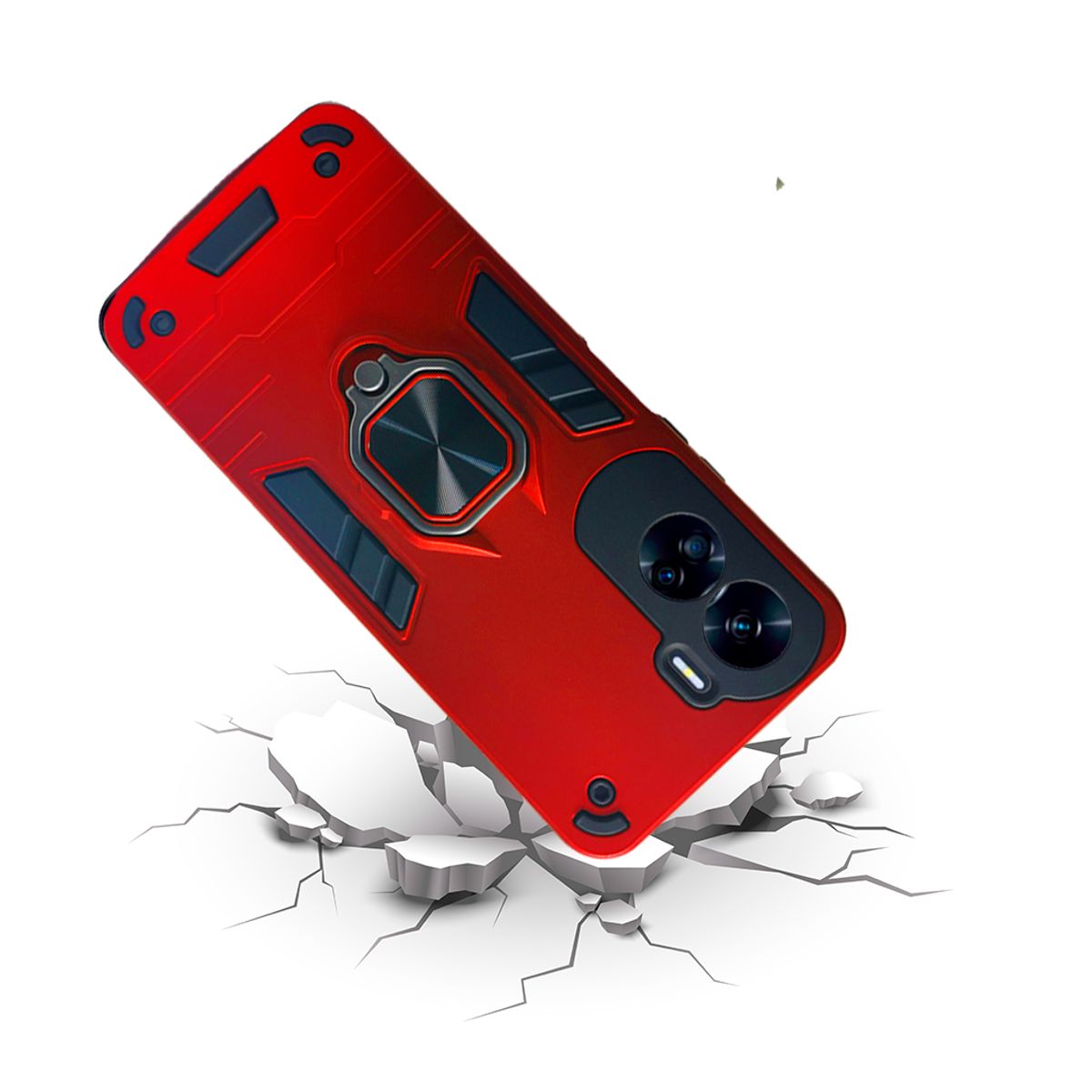 GENERICO - CARCASA ANILLO ANTIGOLPE PARA CELULAR HONOR 90 LITE COLOR ROJO