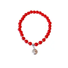 GENERICO - Pulsera de Coral Rojo con dije San Benito