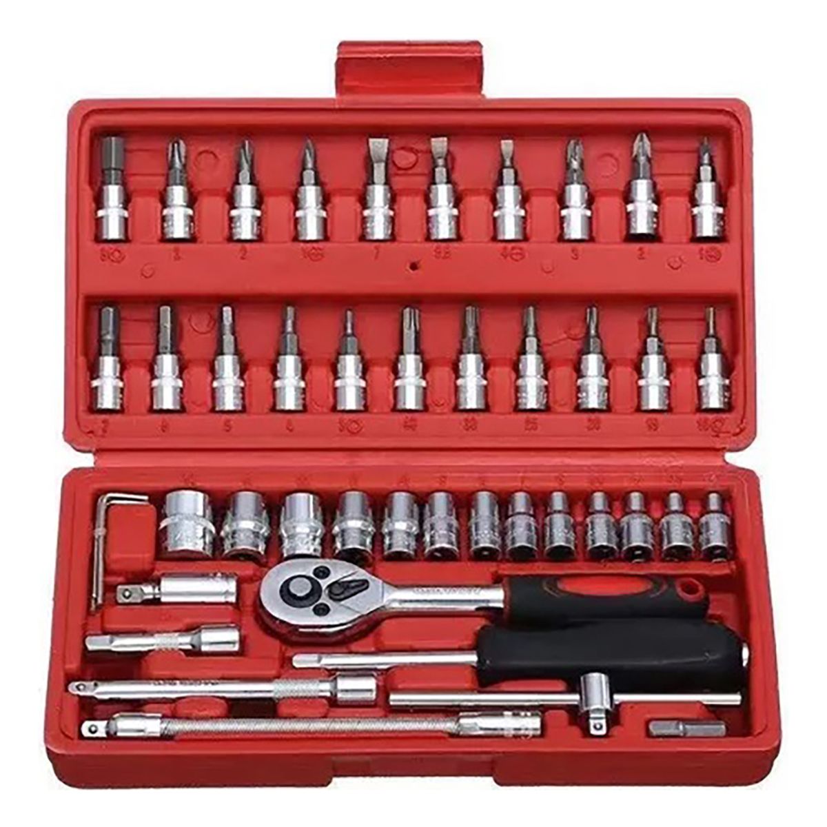 GENERICO - Set Caja Juego Herramienta Dados 46 Piezas Acero 1/4