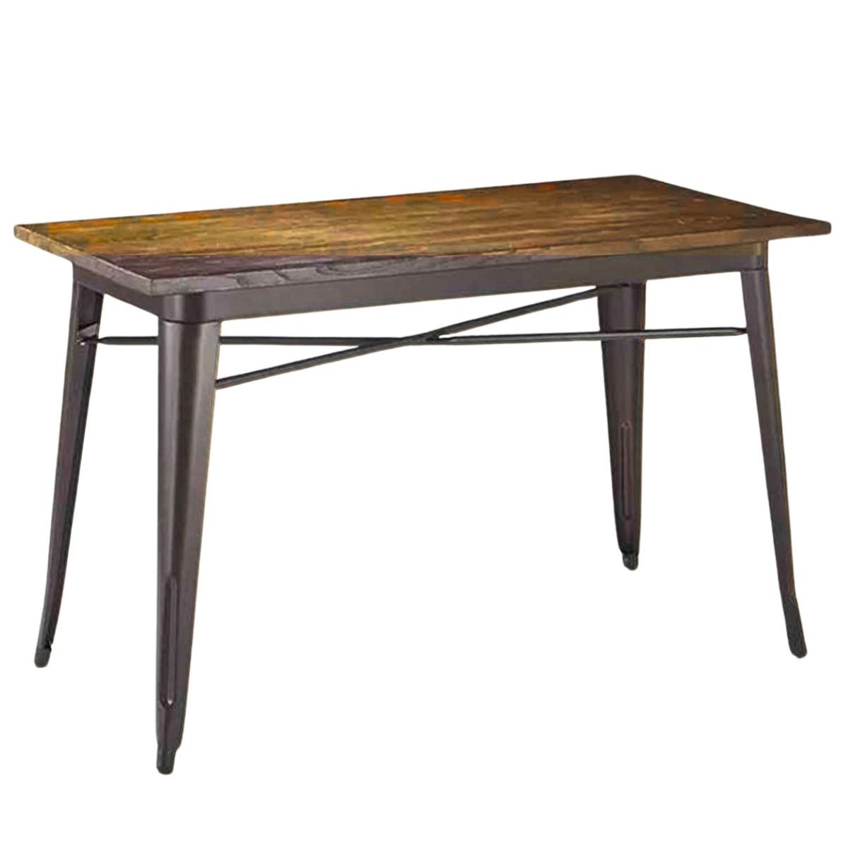 HABITA2 CHILE - Mesa Tolix Rectangular Negro Madera Oscura 140x90 cm