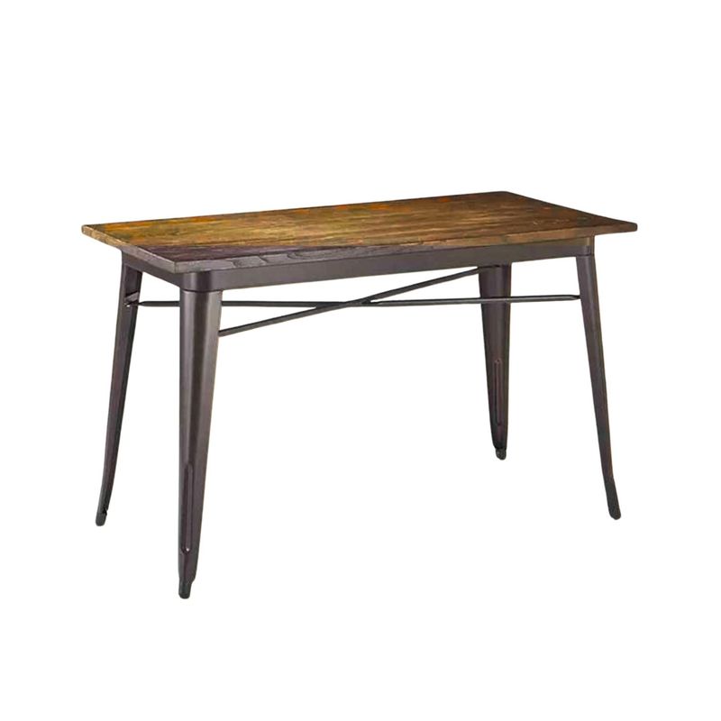 GENERICO - Mesa Tolix Rectangular Negro Madera Oscura 140x90 cm