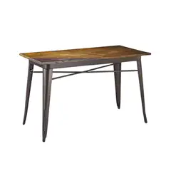 HABITA2 CHILE - Mesa Tolix Rectangular Negro Madera Oscura 140x90 cm