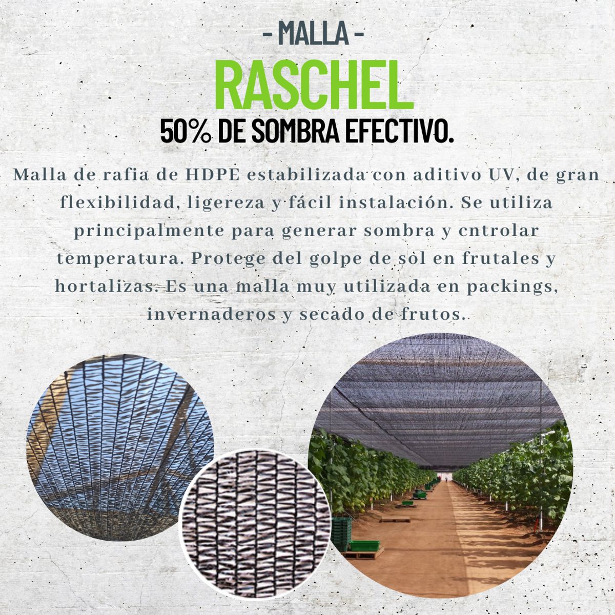 1880 - RASCHEL NEGRA 50% 50 MTS X 2,10 MTS